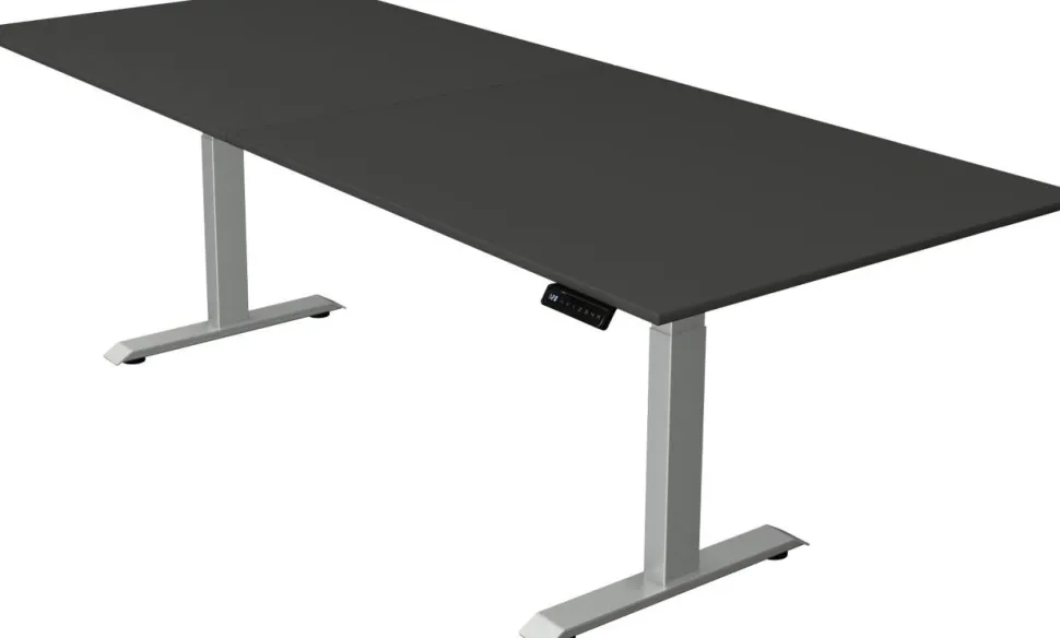 Kerkmann Move4 Elektrisch hoogteverstelbaar Zit-sta-bureau Antraciet T-voet 2500 (B) x 1.000 (D) x 1290 (H) mm Hout, Metaal