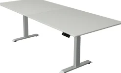 Kerkmann Move4 Elektrisch hoogteverstelbaar Zit-sta-bureau Lichtgrijs T-voet 2500 (B) x 1.000 (D) x 1290 (H) mm Hout, Metaal