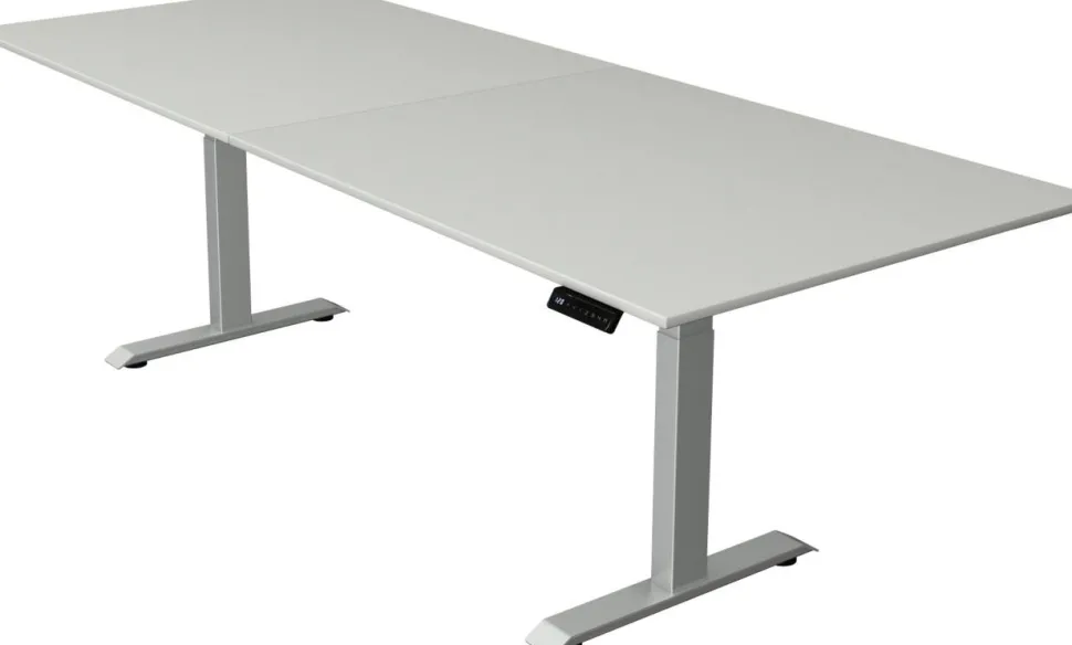 Kerkmann Move4 Elektrisch hoogteverstelbaar Zit-sta-bureau Lichtgrijs T-voet 2500 (B) x 1.000 (D) x 1290 (H) mm Hout, Metaal