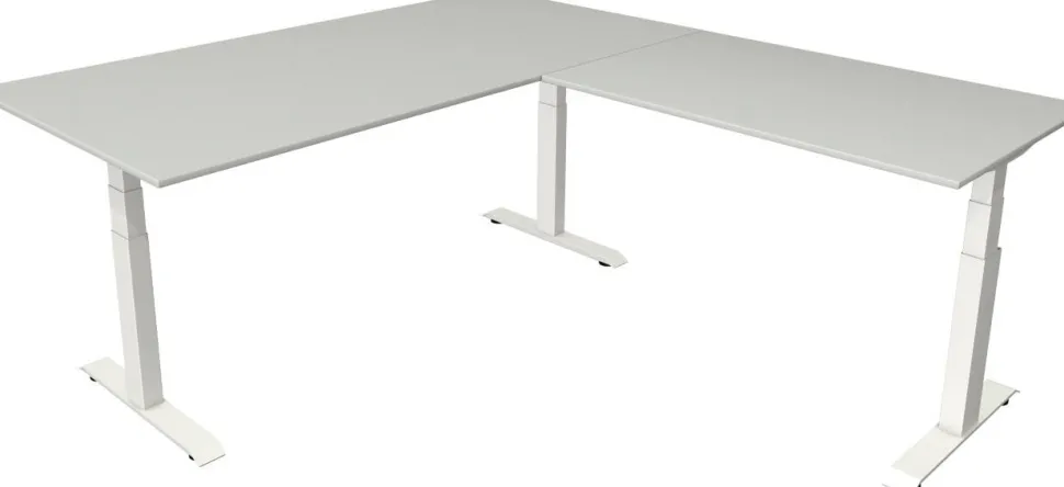 Kerkmann Move4 Elektrisch hoogteverstelbaar Zit-sta-bureau Lichtgrijs T-voet 2000 (B) x 2.200 (D) x 1290 (H) mm Hout, Metaal