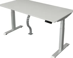 Kerkmann Move4 Elektrisch hoogteverstelbaar Zit-sta-bureau Lichtgrijs T-voet 1600 (B) x 800 (D) x 1290 (H) mm Hout, Metaal