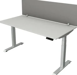 Kerkmann Move4 Elektrisch hoogteverstelbaar Zit-sta-bureau Lichtgrijs T-voet 1600 (B) x 800 (D) x 1290 (H) mm Hout, Metaal