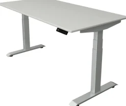Kerkmann Move4 Elektrisch hoogteverstelbaar Zit-sta-bureau Lichtgrijs T-voet 1600 (B) x 800 (D) x 1290 (H) mm Hout, Metaal