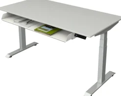 Kerkmann Move4 Elektrisch hoogteverstelbaar Zit-sta-bureau Lichtgrijs T-voet 1600 (B) x 800 (D) x 1290 (H) mm Hout, Metaal