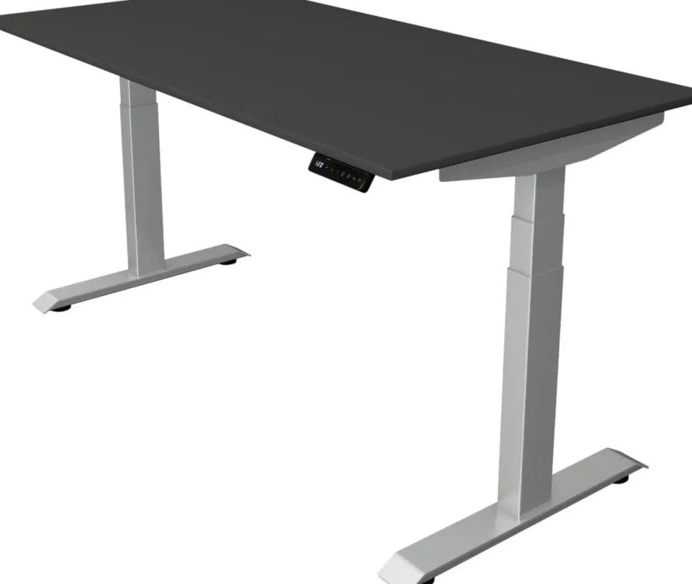 Kerkmann Move4 Elektrisch hoogteverstelbaar Zit-sta-bureau Antraciet T-voet 1600 (B) x 800 (D) x 1290 (H) mm Hout, Metaal