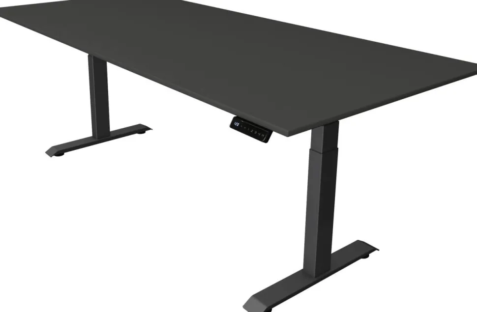 Kerkmann Move4 Elektrisch hoogteverstelbaar Zit-sta-bureau Antraciet T-voet 2250 (B) x 1.000 (D) x 1290 (H) mm Hout, Metaal