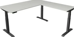 Kerkmann Move4 Elektrisch hoogteverstelbaar Zit-sta-bureau Lichtgrijs T-voet 1800 (B) x 1.800 (D) x 1290 (H) mm Hout, Metaal