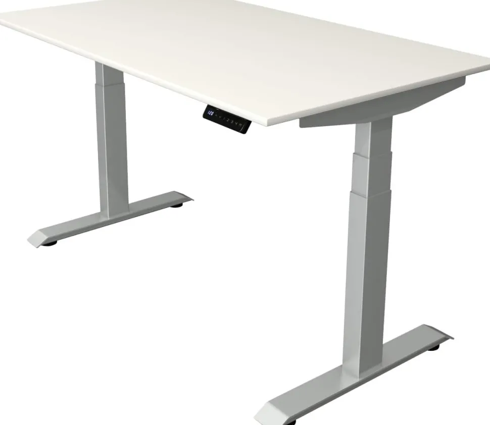 Kerkmann Move4 Elektrisch hoogteverstelbaar Zit-sta-bureau Wit T-voet 1400 (B) x 800 (D) x 1290 (H) mm Hout, Metaal