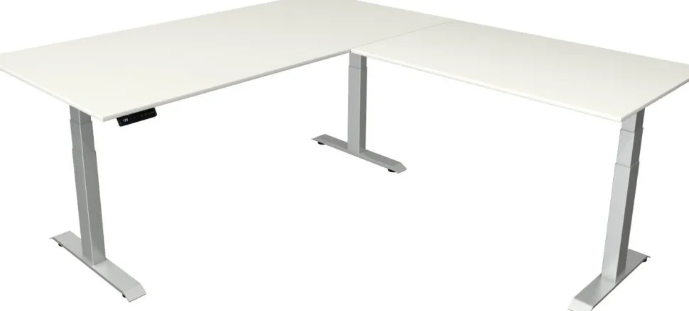 Kerkmann Move4 Elektrisch hoogteverstelbaar Zit-sta-bureau Wit T-voet 2000 (B) x 2.200 (D) x 1290 (H) mm Hout, Metaal