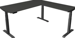 Kerkmann Move4 Elektrisch hoogteverstelbaar Zit-sta-bureau Antraciet T-voet 1800 (B) x 1.800 (D) x 1290 (H) mm Hout, Metaal