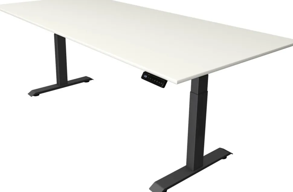 Kerkmann Move4 Elektrisch hoogteverstelbaar Zit-sta-bureau Wit T-voet 2250 (B) x 1.000 (D) x 1290 (H) mm Hout, Metaal