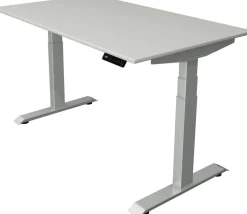Kerkmann Move4 Elektrisch hoogteverstelbaar Zit-sta-bureau Lichtgrijs T-voet 1400 (B) x 800 (D) x 1290 (H) mm Hout, Metaal