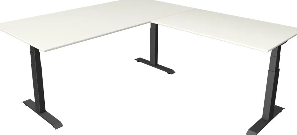 Kerkmann Move4 Elektrisch hoogteverstelbaar Zit-sta-bureau Wit T-voet 2000 (B) x 2.200 (D) x 1290 (H) mm Hout, Metaal