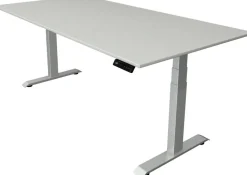 Kerkmann Move4 Elektrisch hoogteverstelbaar Zit-sta-bureau Lichtgrijs T-voet 2000 (B) x 1.000 (D) x 1290 (H) mm Hout, Metaal