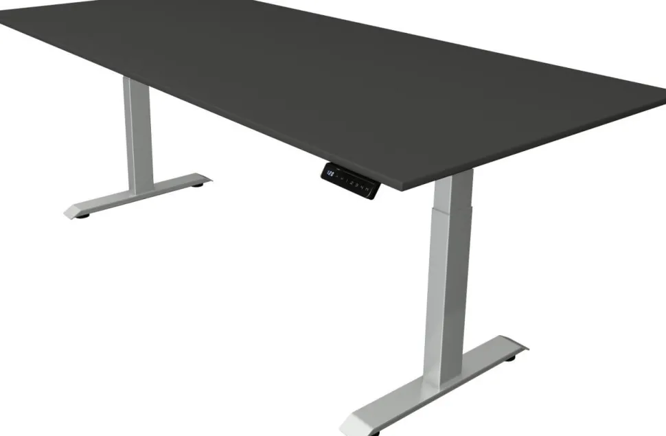 Kerkmann Move4 Elektrisch hoogteverstelbaar Zit-sta-bureau Antraciet T-voet 2250 (B) x 1.000 (D) x 1290 (H) mm Hout, Metaal