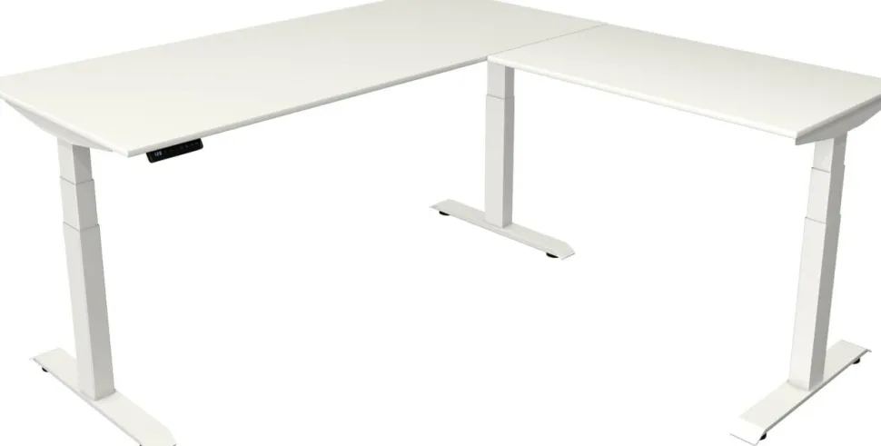 Kerkmann Move4 Elektrisch hoogteverstelbaar Zit-sta-bureau Wit T-voet 1800 (B) x 1.800 (D) x 1290 (H) mm Hout, Metaal