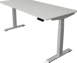Kerkmann Move4 Elektrisch hoogteverstelbaar Zit-sta-bureau Lichtgrijs T-voet 1800 (B) x 800 (D) x 1290 (H) mm Hout, Metaal