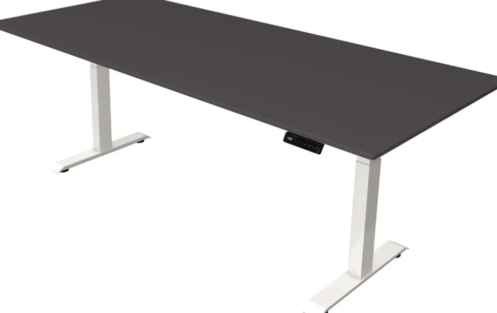 Kerkmann Move4 Elektrisch hoogteverstelbaar Zit-sta-bureau Antraciet T-voet 2250 (B) x 1.000 (D) x 1290 (H) mm Hout, Metaal