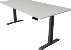 Kerkmann Move4 Elektrisch hoogteverstelbaar Zit-sta-bureau Lichtgrijs T-voet 2000 (B) x 1.000 (D) x 1290 (H) mm Hout, Metaal