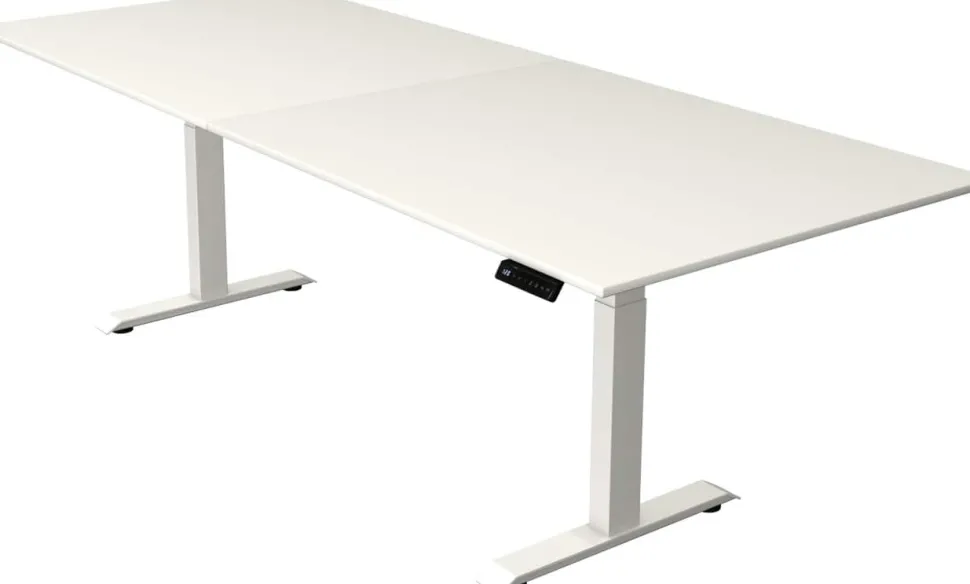 Kerkmann Move4 Elektrisch hoogteverstelbaar Zit-sta-bureau Wit T-voet 2500 (B) x 1.000 (D) x 1290 (H) mm Hout, Metaal