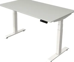 Kerkmann Move4 Elektrisch hoogteverstelbaar Zit-sta-bureau Lichtgrijs T-voet 1400 (B) x 800 (D) x 1290 (H) mm Hout, Metaal