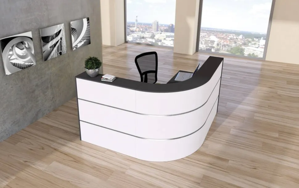 Kerkmann Receptietafel 21385110 Antraciet, wit 1.800 x 950 x 1.100 mm