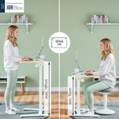 Leitz Ergo Compact Inklapbaar Zit-Sta Bureau 6588 In hoogte verstelbaar 65 x 74-109 x 46 cm, Wit