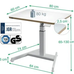 Leitz Ergo Elektrisch in hoogte verstelbaar compact zit-sta-bureau 6534 met sta-op herinneringsfunctie staal, hout 80 x 65-130 x 60 cm