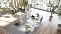Leitz Ergo Elektrisch in hoogte verstelbaar compact zit-sta-bureau 6534 met sta-op herinneringsfunctie staal, hout 80 x 65-130 x 60 cm