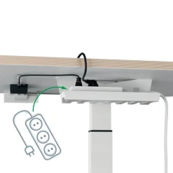 Leitz Ergo Elektrisch in hoogte verstelbaar compact zit-sta-bureau 6534 met sta-op herinneringsfunctie staal, hout 80 x 65-130 x 60 cm