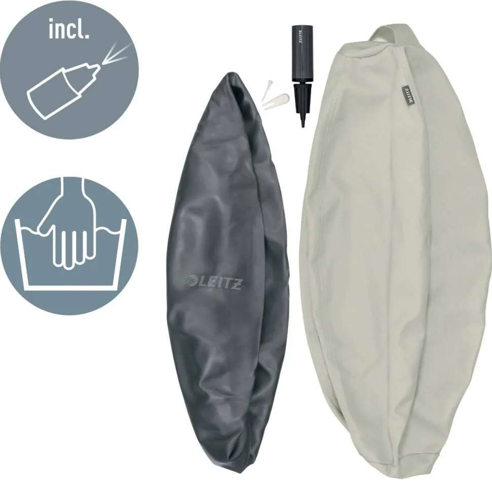 Leitz Ergo Ergonomische zitbal 6541 Stopfunctie Draaggreep Wasbaar 55 cm Tot 120 kg Lichtgrijs