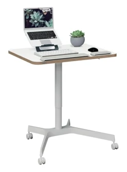 Leitz Ergo In hoogte verstelbaar compact zit-sta-bureau 6536 met 4 wielen hout, aluminium 80 x 75-114 x 60 cm