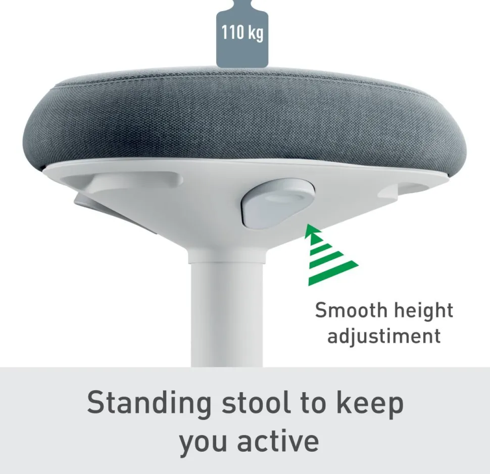 Leitz Ergo Wiebel stakruk 6545 met verstelbare comfortzitting 57 - 82 cm tot 110 kg lichtgrijs