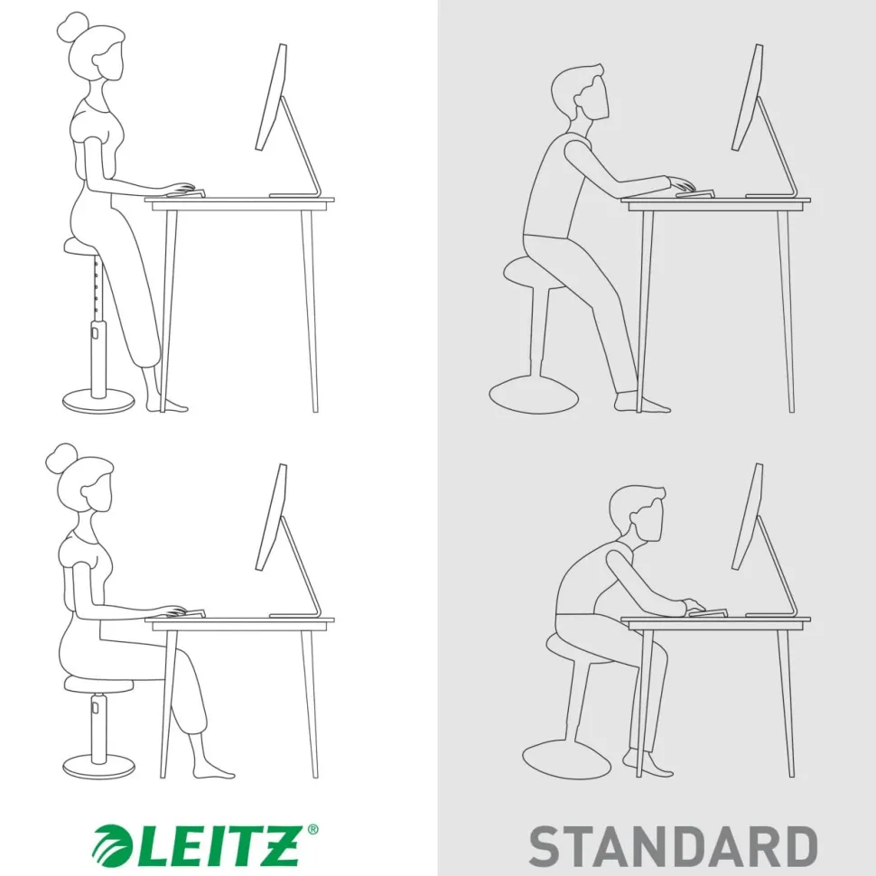 Leitz Zit-sta-kruk 65180089 Ergo Cosy Met verstelbare zitting 46 - 79 cm Tot 110 kg Grijs