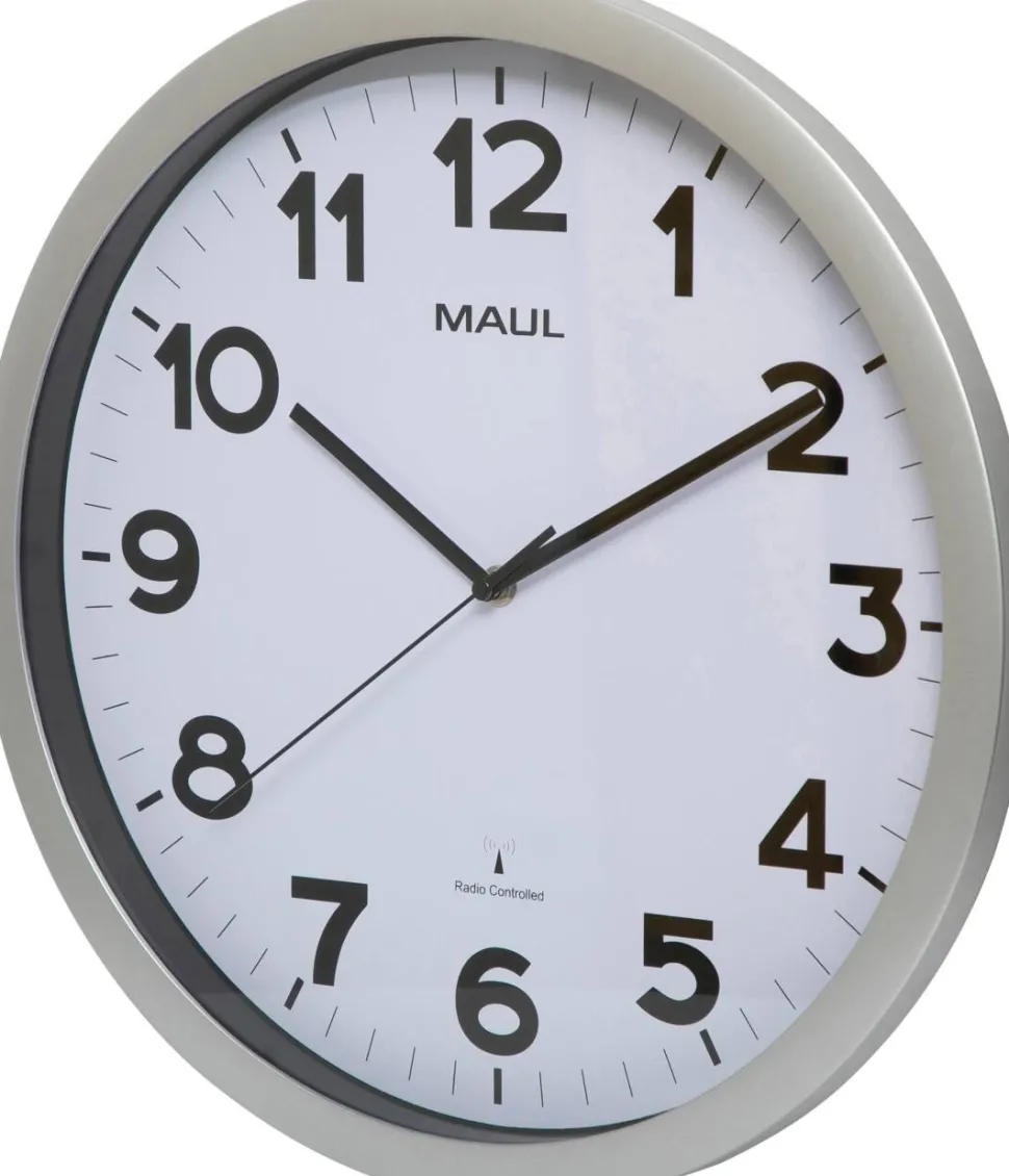 Maul MAULstep Analoog Wandklok Wit, Zilver 40 x 40 x 40 x 4,7 cm