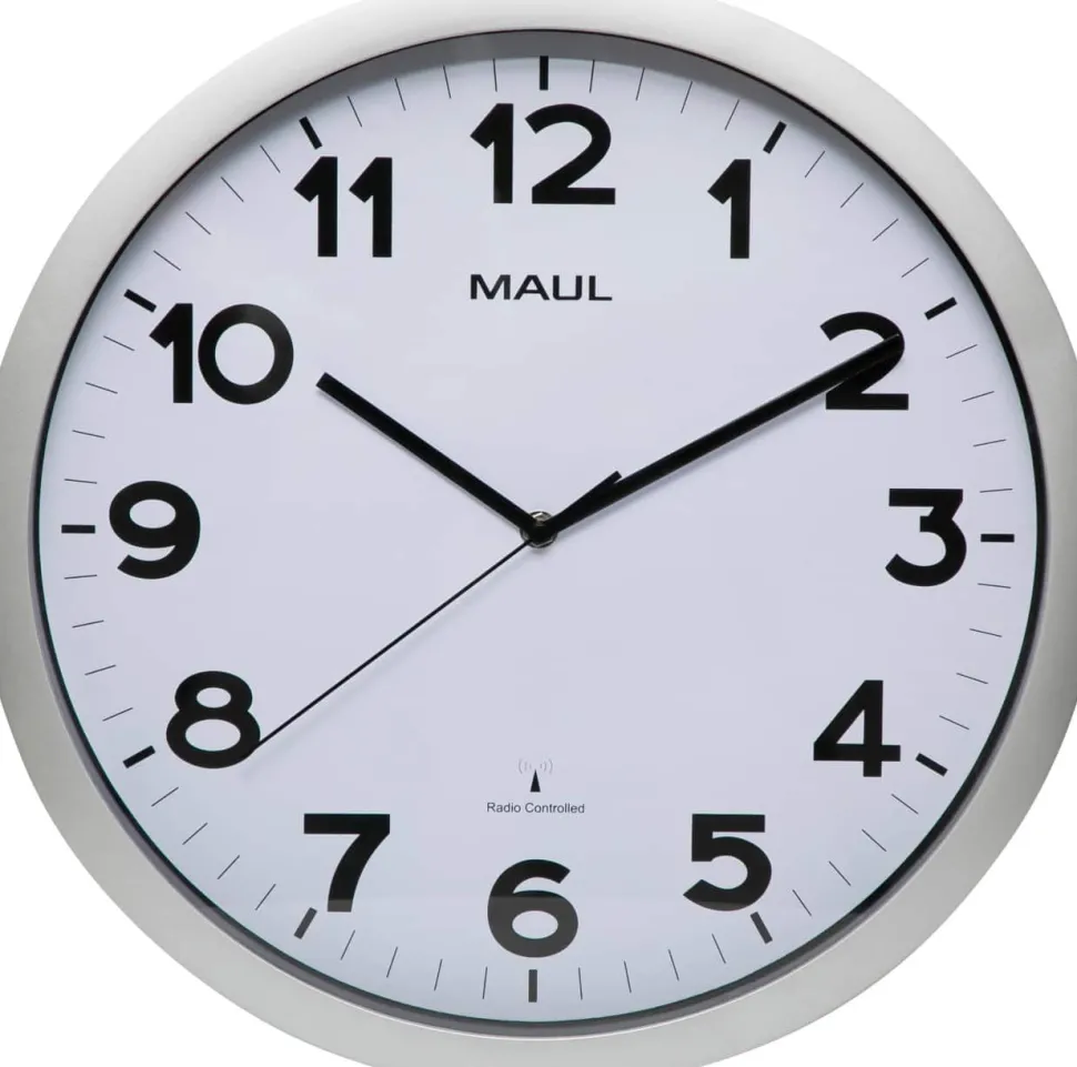 Maul MAULstep Analoog Wandklok Wit, Zilver 40 x 40 x 40 x 4,7 cm