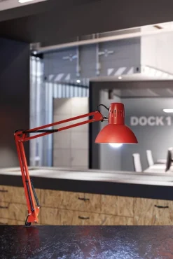 Maul MAULstudy Klembaar Bureaulamp LED E27 (zonder lamp) Rood Netstroom 170 x 595 x 440 mm