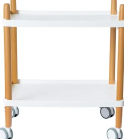 meet powered by PAPERFLOW Rechthoekige trolley met wit polypropyleen Top en Beukenkleurig frame 500 x 360 x 550 mm