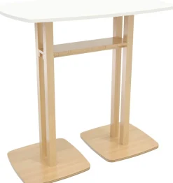 meet powered by PAPERFLOW Rechthoekige hoge tafel met wit MDF-fineerblad en beukenhouten frame Houtig 1140 x 750 x 1100mm