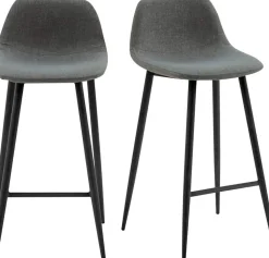meet powered by PAPERFLOW Bar Stool Grijs met Zwart Poten Pack of 2