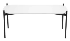 meet powered by PAPERFLOW Rechthoekige bijzettafel Meet Wit blad Zwart frame 4 poten 1000 x 500 x 400 mm