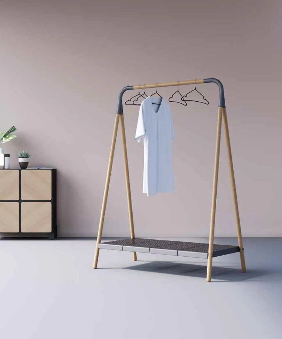 meet powered by PAPERFLOW Kledingrek VBLEND.23.02 1050 x 545 x 1420 mm Hout, metaal Grijs, beuken