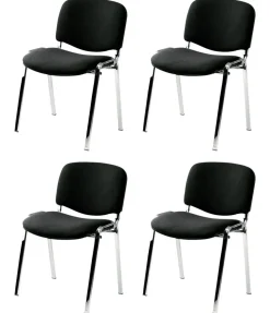 Nowy Styl Bezoekersstoel ISO Plus Stof Zwart Frame Chroom 4 Stuks
