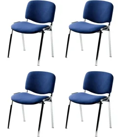 Nowy Styl Bezoekersstoel ISO Plus Stof Blauw Frame Chroom 4 Stuks