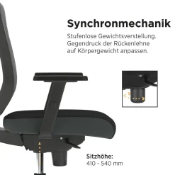 Nowy Styl Neos Bureaustoel Synchroonmechanisme In hoogte verstelbare armleuning Zwart 110 kg 460 x 644 x 1.100 mm