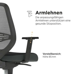 Nowy Styl Neos Bureaustoel Synchroonmechanisme In hoogte verstelbare armleuning Zwart 110 kg 460 x 644 x 1.100 mm