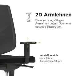 Nowy Styl Nexter Bureaustoel Synchroonmechanisme 2D-armleuning Zwart 110 kg 500 x 676 x 1.210 mm