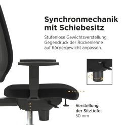 Nowy Styl Nexter Bureaustoel Synchroonmechanisme 2D-armleuning Zwart 110 kg 500 x 676 x 1.210 mm