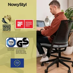 Nowy Styl WithMe Vergaderstoel Synchroonmechanisme Vaste armleuning Zwart 110 kg 480 x 645 x 1.100 mm