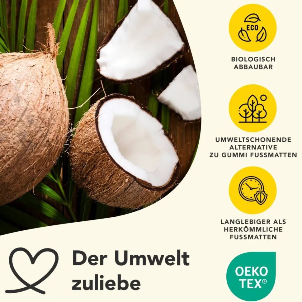 PALMERAS Coconut Droogloopmat 17 mm Zwart 600 x 400 mm
